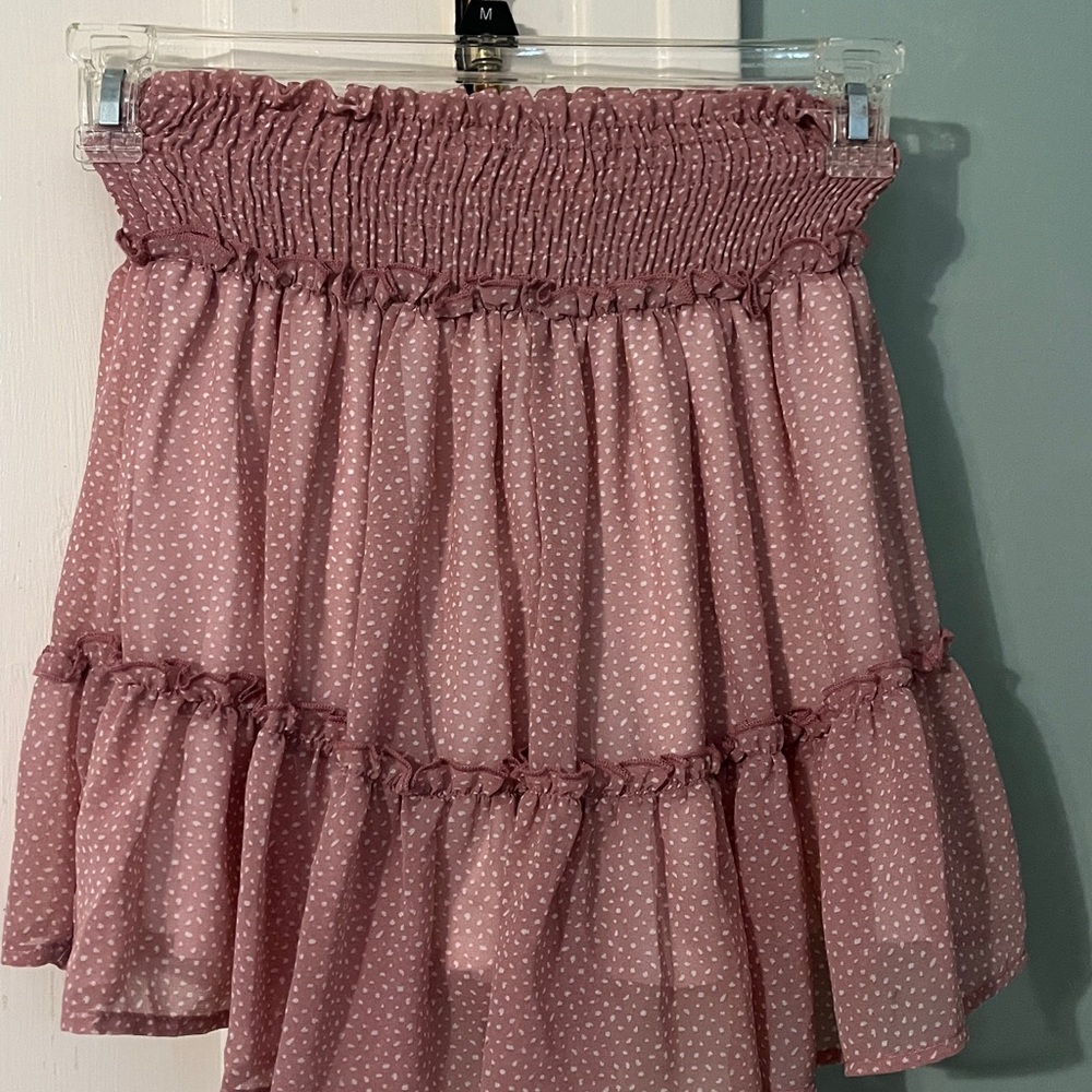 Polka Dot Ruffle Skirt in Pink